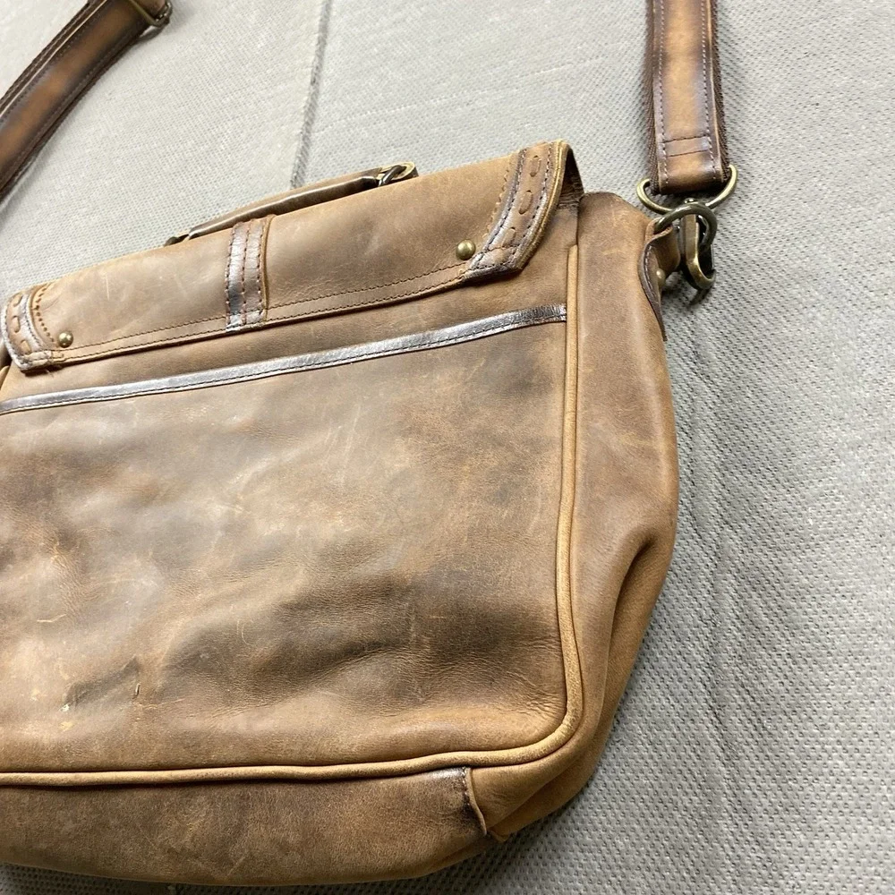 STS Ranchwear Foreman Portfolio Bag Brown Leather Crossbody Messenger Satchel